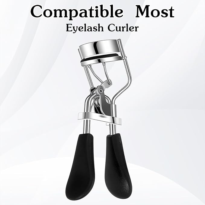 Sibba 100 Pcs Eyelash Curler Refills, Silicone Eyelash Curler Pads with Lash Tool, High Elasticity Replacement Pad, Safe Gentle Smooth, Black
