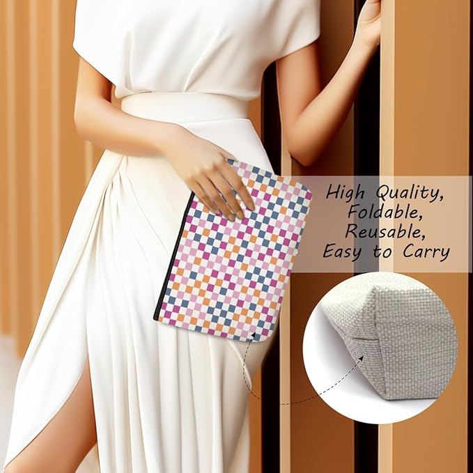 4 Pcs Checkered Makeup Bag Make up Bag Cosmetic Bags for Women Girls Sister Nurse Bridesmaid Friendship Christmas Birthday Travel Toiletry Bags Aesthetic Zipper Organizer Accessories, Cute Retro Plaid