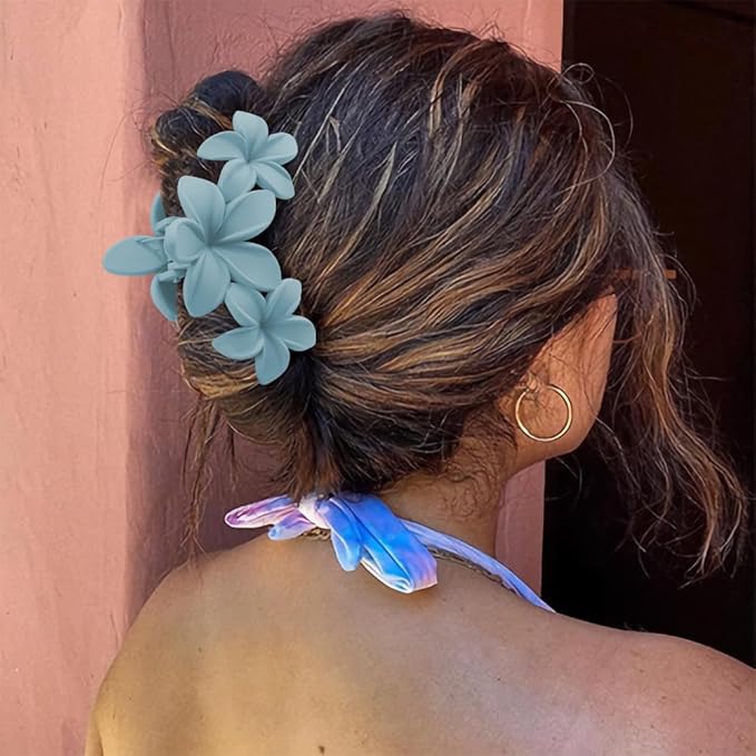 Ahoney 6PCS Flower Hair Clips for Women Strong Hold Nonslip, Big Flower Claw Clip for Thick Hair, Hawaiian Hibiscus Cute Hair Clips Beach Hair Accessories for Women Girls 10