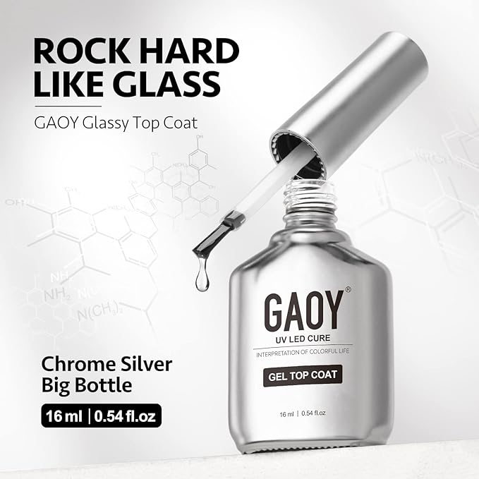 GAOY 16ml 2 Pcs Glassy Gel Top Coat and Base Coat Set,No Wipe Foundation Combination for UV Light Cure Nail Polish