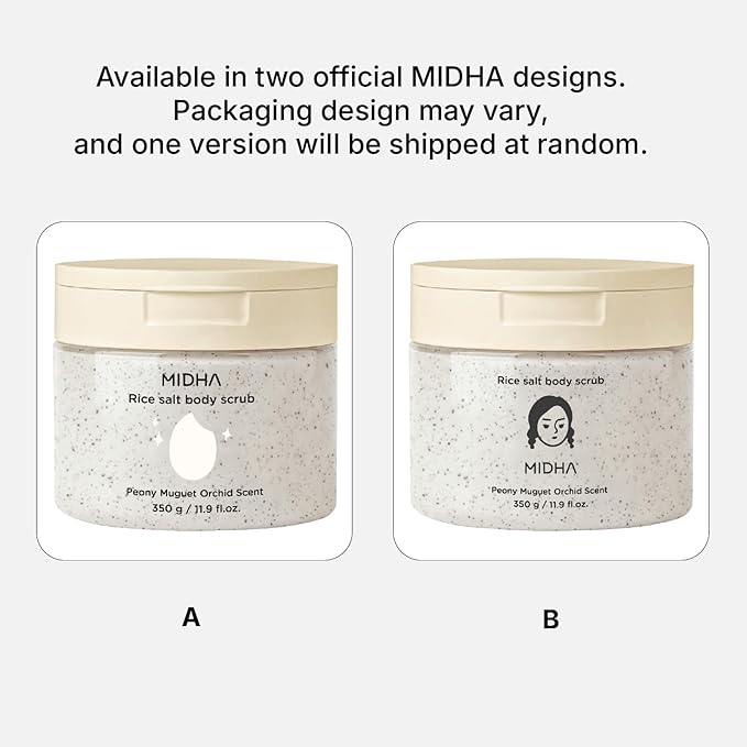 MIDHA RICE SALT BODY SCRUB, 1.69fl.oz/50ml, Gentle Exfoliating Body Polish with Rice Bran & Natural Salt, Nourishing & Hydrating Korean Rice Body Scrub, Rice Bran & Apricot Seed Exfoliating Body Scrub