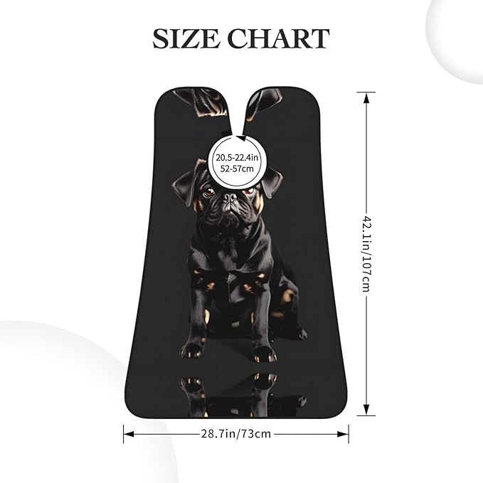 Cute Black Pug Dog-Standard-Scale-2_00x Print Beard Bib Shaving Apron, Beard Hair Trimming Cape Gift For Dad