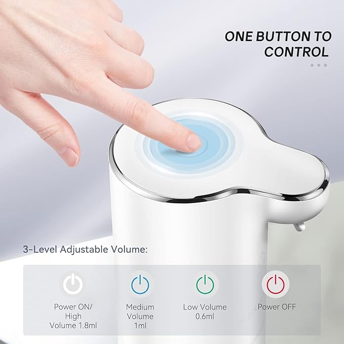 Secura Foaming Soap Dispenser, 10oz/300ml Touchless Automatic Dispenser with Adjustable Volume Control, Rechargeable Hands Free Dispenser for Kitchen, Bathroom