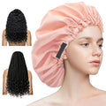 Aquior Shower Cap,Extra Adjustable Shower Caps for Women Double-Layer Waterproof Reusable Hair Cap, Large Hair Cap for All Hair,for Girls Spa Bath,Soft Large for Women Long Hair(Champagne)