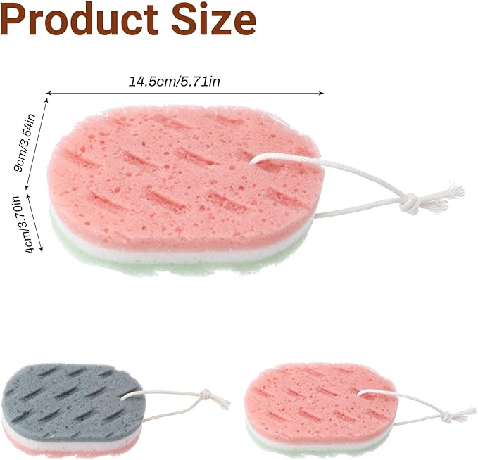 2 Pcs Soft Large Bath Sponges, 3 Layer Exfoliating Body Loofah Sponge for Shower Sponge for Women Men Bath Accessories