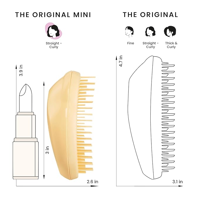Tangle Teezer Original Detangler Brush, Dry & Wet Travel Size Mini Hair Brush, for Kids & All Hair Types, Buttercup Yellow