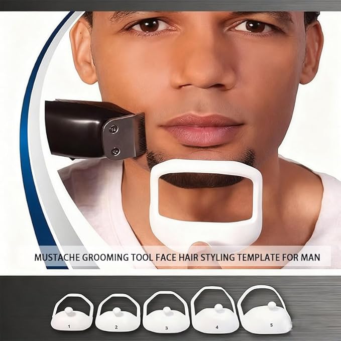 Beard Shaping Template Set, 5 Grooming Tools for Mustache and Goatee Styling