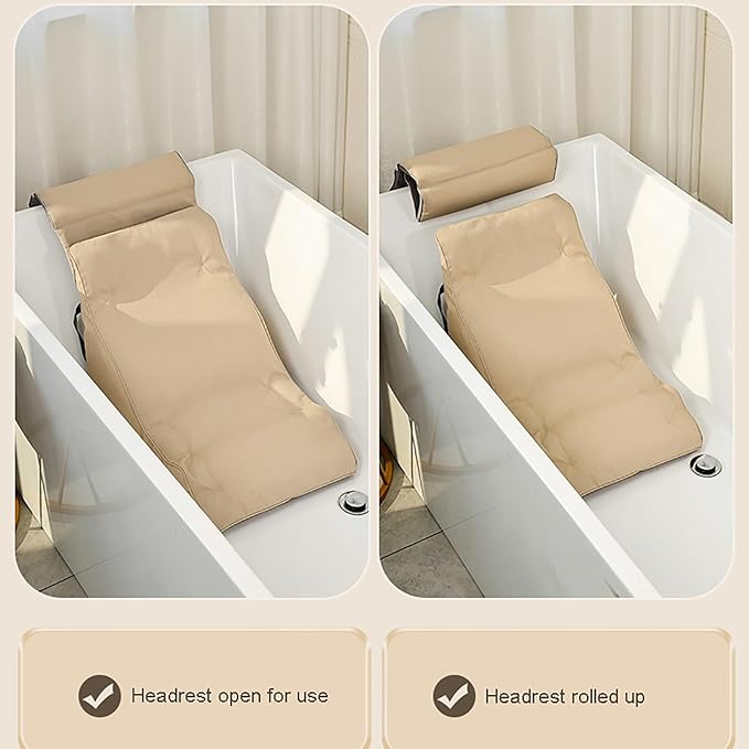 Ergonomic Luxury Bathtub Pillow, Bathtub Pillow Machine Headrest for Soaking & Straight Back Tubs - Bath Accessories