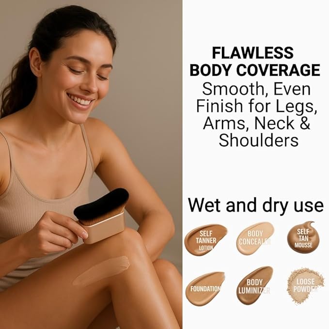 Large Bronzer Brush – Professional Body & Legs Makeup Brush, Kabuki Brush for Self Tanner, Foundation, Concealer, Shimmer & Bronzing, Streak-Free Blending Applicator for Liquid, Cream, Powder