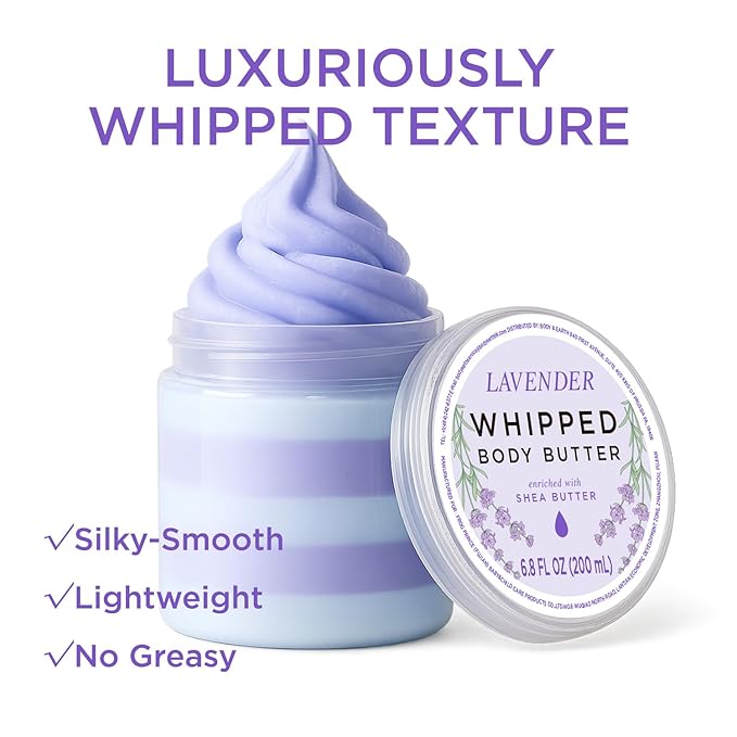 Princess Belle Lavender Whipped Body Butter, Whipped Shea Butter, Body Moisturizer for Dry Skin, Smell Good, Leaves Skin Feeling Moisturized and Soft-200ml(6.8 floz)