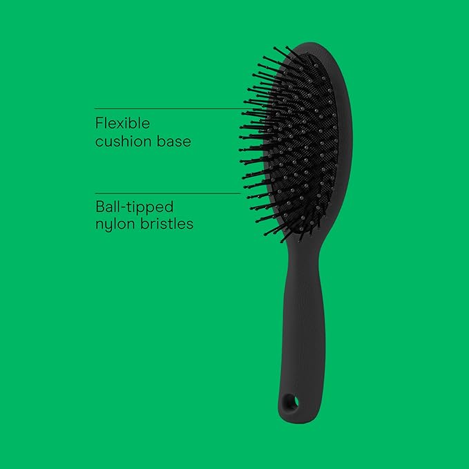 CONAIR Men Hair Brush, Men’s Detangler Brush for Everyday Brushing and All Hair Types, Flexible Cushion Base with Ball-Tipped Bristles Won’t Snag or Pull, Black