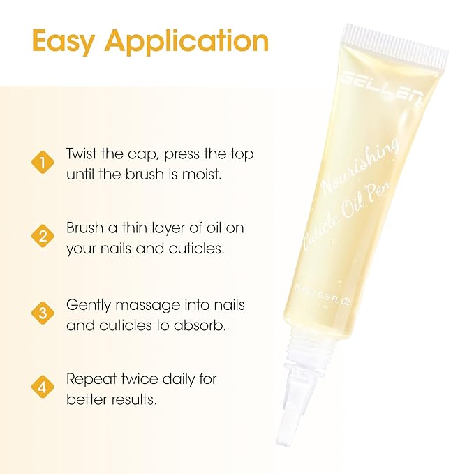 Gellen Cuticle Oil Pen for Nails, Vanilla Nourishing Nail Growth Oil, Jojoba & VE, Soften Cuticles Nails Strengthening, Leak-free Brush Applicator, Pro Nail Care for Brittle Dry Hands
