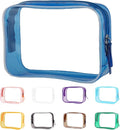 Buminee Navy Blue Clear Pouch Small, 6.6"x2.3"x4.7" TSA Approved Toiletry Bag - Clear Travel Bags for Toiletries and Cosmetics - 1 Pack