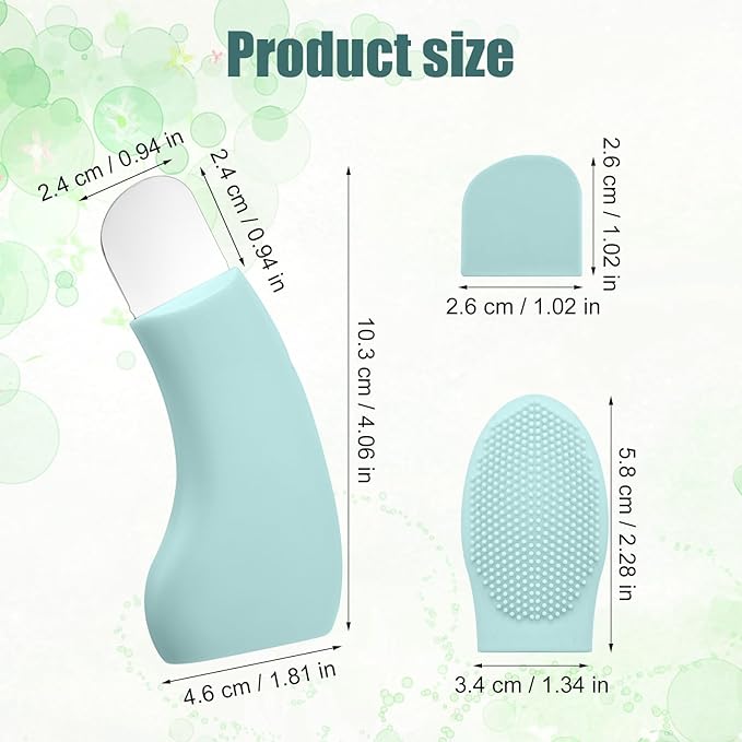 Blackhead Remover Tool, Stainless Steel Facial Scraper Tool Black Head Extractor with Silicone Brush Dust Cover Pore Skin Spatula for Women Men Nose Face Sebum Cleaner(Green)