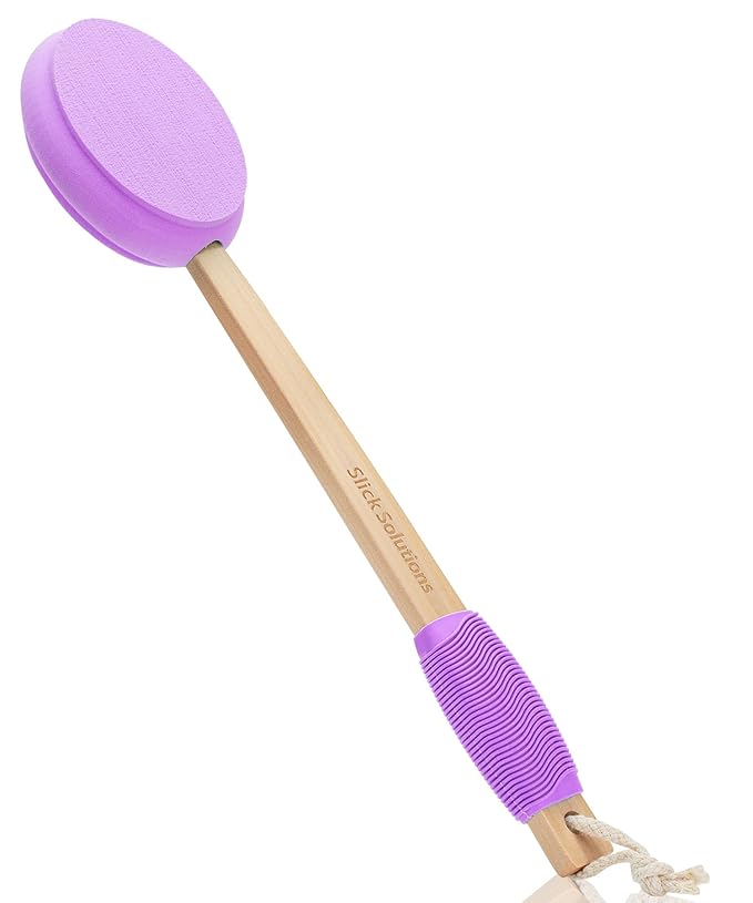 Slick- Lotion Applicator, 17 Inch, Purple, Back Applicator Lotion, Certified Organic, Easy Reach Washable, Self Tanner for All Skin Tone
