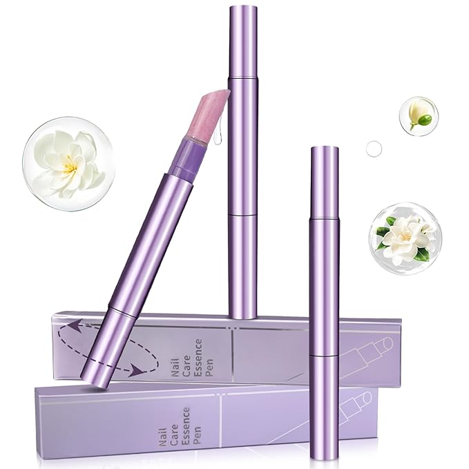 3-in-1 Cuticle Oil Pen, Cuticle Pusher Nail Oil Pen with Rotating Design, Nail Care Pen, Nail Buffer Pen for Hangnails, Dry and Damaged Nails, Moisturize Strengthen Daily Nails Care (3PCS)