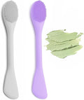 Pore Scrubber, Double-End Silicone Face Mask Brush Silicone Face Scrubber, 2Pcs Soft Mask Applicator Tool for Facial Mud,Facial Cleansing Brushes for Makeup Skincare Removal, Grey and Purple