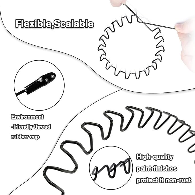 Metal Headband for Men, Unisex Black Wavy Spring Hair Band, Zig Zag Head Band, Fashion Elastic Hair Accessories, Multipack Options Available(8pcs)