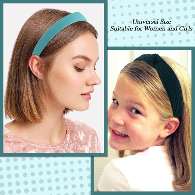AHONEY 7 Pack Green Headbands for Women Christmas Headbands Trendy Non Slip Hairbands Cute Hair Accessories Multi-style Headband Pack