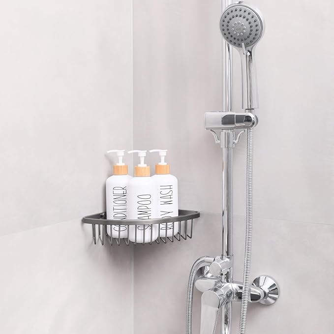 MOMEEMO White Shampoo and Conditioner Dispenser Set, Contains 3 Extra-Thick PET Plastic Bottles, Refillable Shampoo and Conditioner Bottles Perfect for Farmhouse Bathroom Decor. (White)