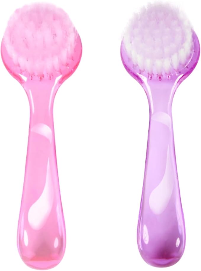2 Pcs Face Brushes for Cleansing Set Small Manual Exfoliating Brushes for Cleaning Face Spa & Makeup Removal Charcoal Infused Scrubbing Brushes Ideal for Exfoliation & Skincare Pink and Purple