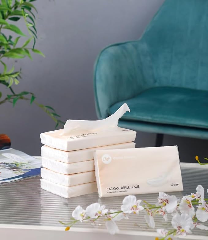 Car Tissue Refills 300 Sheets Facial Tissues Refills for Car Visor Tissue Holder, Travel Tissue Tubes Box Container Perfect Fit for Car Cup Holder