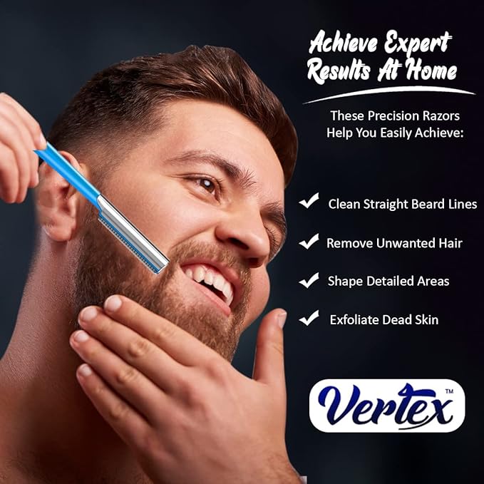 Beard Shaping Razor Tool Mustache Straight Edge Travel Razors Stainless Steel For Eyebrow Grooming Kit Trimmer Blade For Men Bag Use After Black Color Dye Balm Oil Wash Replacement Disposable Clippers