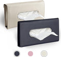 Car Tissue Holder, 2 Pack Sun Visor Napkin Holder, Premium PU Leather, Car Mask Holder for Sun Visor Vehicle, with Tissue Refill, Black&Beige