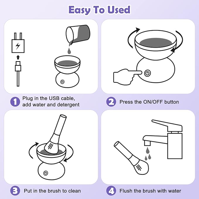 Electric Makeup Brush Cleaner, Luxiv Wash Makeup Brush Cleaner Machine Fit for All Size Automatic Spinner Dryer, Beauty Blender Washer