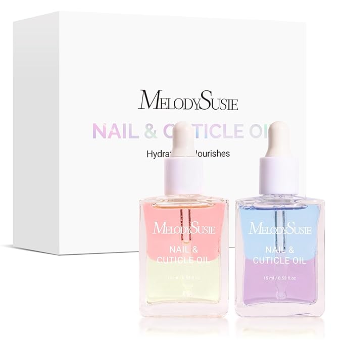 MelodySusie 2Pcs Cuticle Oil,Nail Strengthener with Jojoba & Vitamin E, Nail Growth that Repairs Cuticles & Promotes, Moisturizes & Conditions Dry Skin,15ml Rose and Lavender