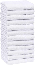 GOLD TEXTILES 12 Pack White Economy Cotton Blend 15x25 Inches Basic Hand Towels- Gym Towels (1 Dozen)