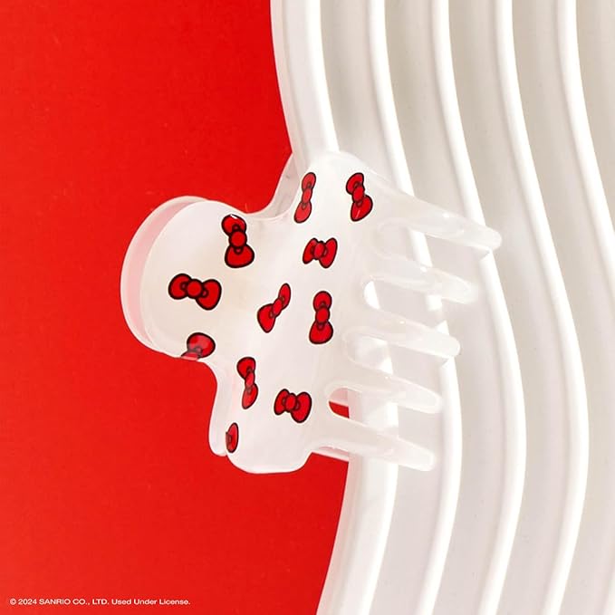 Kitsch x Hello Kitty Medium Hair Clips for Women – Strong Hold Claw Clips for Thick or Thin Hair – Recycled Plastic, Non-Slip, Durable | Ideal Gifts For Women - White with Red Bows