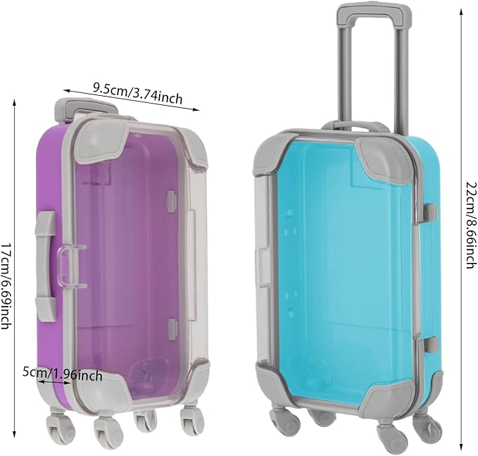 Jiabailie 12 Pack Mini Suitcase Party Favor Gift Box Plastic Mini Luggage Trolley Candy Box False Eyelashes Tiny Suitcase for Girls Birthday Party Jewelry False Eyelashes Storage 5 Colors