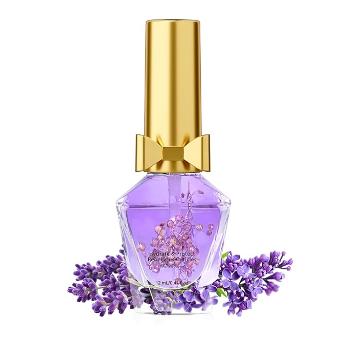 JIASHENG Cuticle Oil, Scented Cuticle Nail Oil Infused with Flowers, Hydrates, Moisturizes, Strengthens, Repairs, Revitalizing Cuticle Oils for Nails Damage Dry Cuticle, Lavender, 12ml