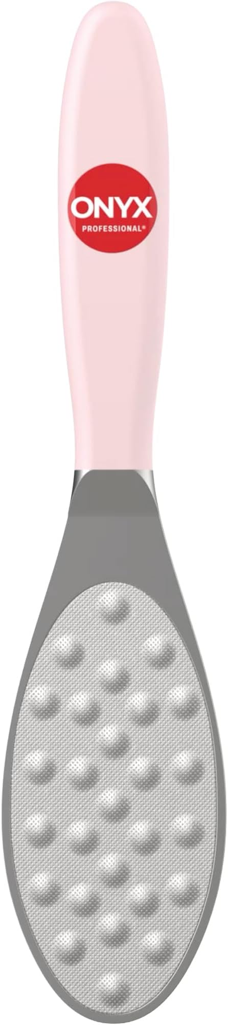 Onyx Professional Double Sided Foot Polisher - Dual Action, Polishing Side, Buffing Side, Stainless Steel, Works on Wet or Dry Feet, Comfortable Grip Handle