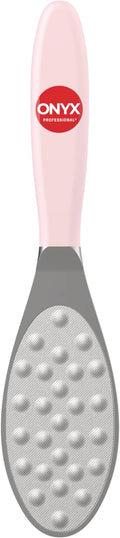 Onyx Professional Double Sided Foot Polisher - Dual Action, Polishing Side, Buffing Side, Stainless Steel, Works on Wet or Dry Feet, Comfortable Grip Handle