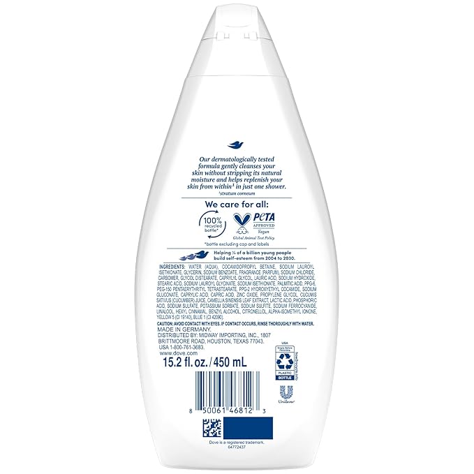 Dove Body Wash Fresh Care 2-Pack – Revitalizing & Moisturizing Cleanser for Smooth, Soft Skin, 15.2 Oz Ea