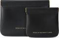 2 Pack Small Makeup Bag for Women, New Organosilicon Super Fiber PU Leather Mini Cosmetic Bag for Travel, Coin Purse Organizer Storage Pouch (Printed with Phrase, Black)