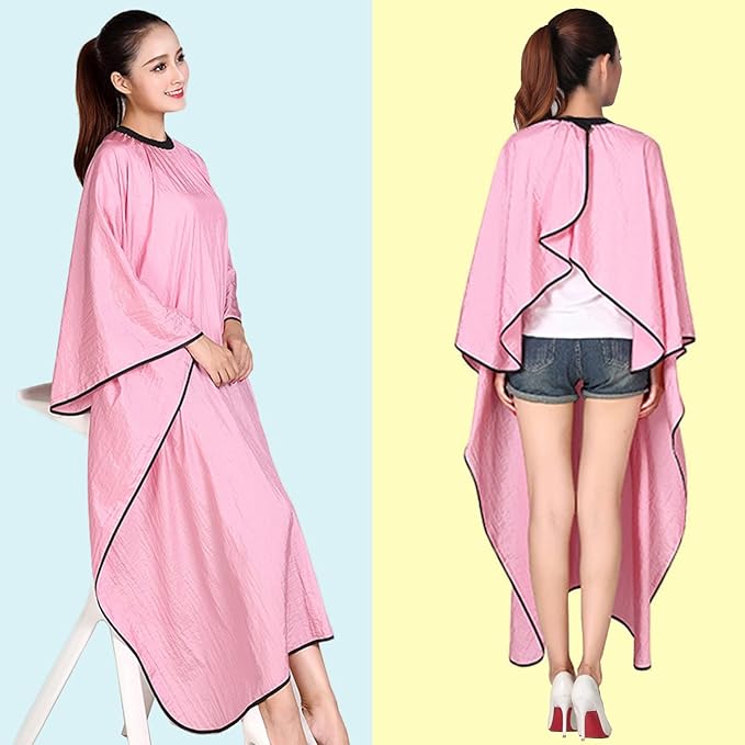 Barber Cape, Professional Hair Salon Cape with Adjustable Metal Clip, Shampoo Hair Cutting Cape for Barbers and Stylists - 55 x 63 inches (Pink)