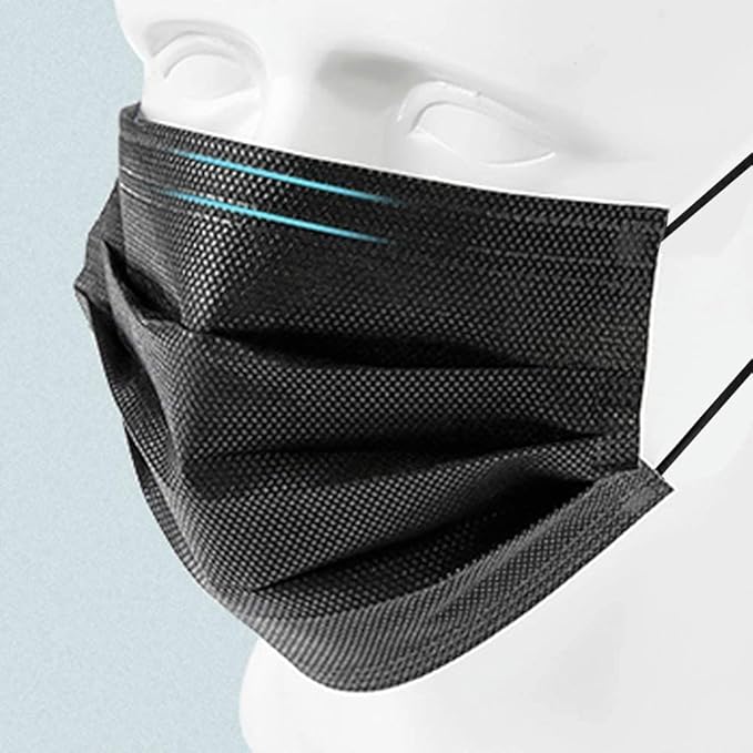 Hyegiir 3 Ply 500PCS Disposable Face Masks Individually Wrapped For Daily Protection (500pcs Black Mask)