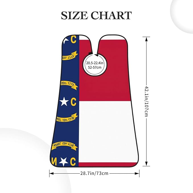North Carolina State Flag Print Beard Bib Apron For Men, Beard Hair Catcher For Men Shaving Trimming,Beard Cape Cloth