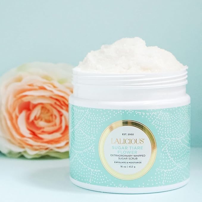 LALICIOUS Sugar Reef Moisturizing Body Scrub - Cane Sugar Body Scrub with Coconut Oil & Honey, No Parabens (16oz)