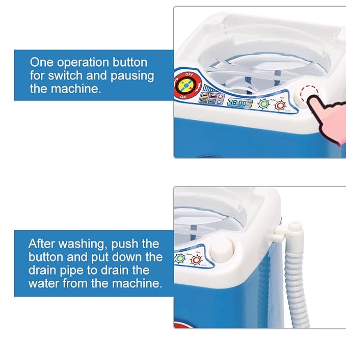 Mini Washing Machine, Electric Mini Quick Dry Cleaning Washer Cosmetic Tool Cleansing Machine for Home (Blue)