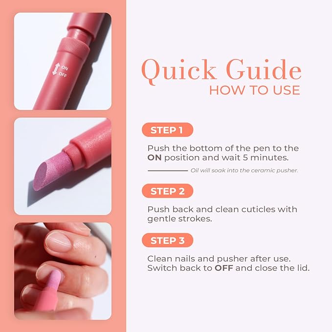 1PCS Ceramic Cuticle On/Off Oil Pusher Cuticle Pusher (Light purple)