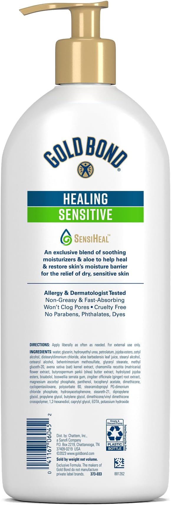 Gold Bond Healing Sensitive Daily Body & Face Lotion with Aloe Moisturizes, Heals & Soothes Dry, Sensitive Skin, Value Size, 21 oz.
