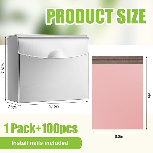 Tioncy 1 Pack Sanitary Napkin Disposal Receptacle with Feminine Hygiene Disposal Bag Stainless Steel Tampon Bin Trash Can Wall Mounted Waste Tampon Holder Feminine Hygiene Container (Silver)