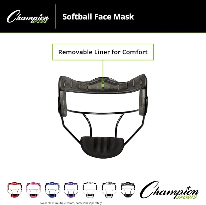 Champion Sports Steel Softball Face Mask – Durable Fielder’s Mask for Youth & Adults, Multiple Colors for Practice & Games