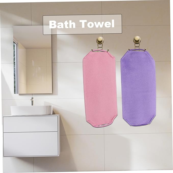 Back Scrubber Exfoliating Shower Back Washers Bath Body Scrubber Stretchable Pull Strap 2PCS and Purple washers for Shower