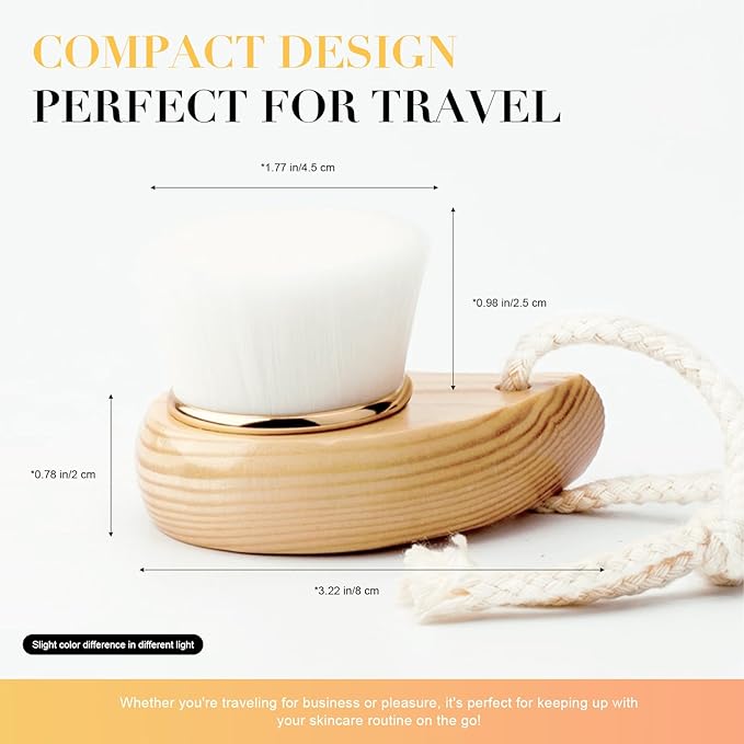 Face Exfoliator Brush Facial Cleanser Brush - Soft Bristle Manual Face Brush with Non-Slip Wood Handle, Fast-Drying Hanging Loop for Deep Pore Cleansing, Travel-Friendly Gentle Skincare Tool