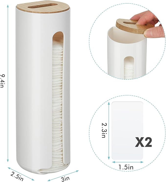 Cotton Pad Holder, Wall Mounted Cotton Rounds Holder Dispenser Face Pad Holder Makeup Organizers Containers for Bathroom